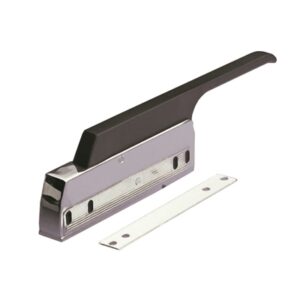 Heavy Duty Magnetic Edge-Mount Latch - R25 Series Chrome plated - Offset handle black plastic no cylinder lock